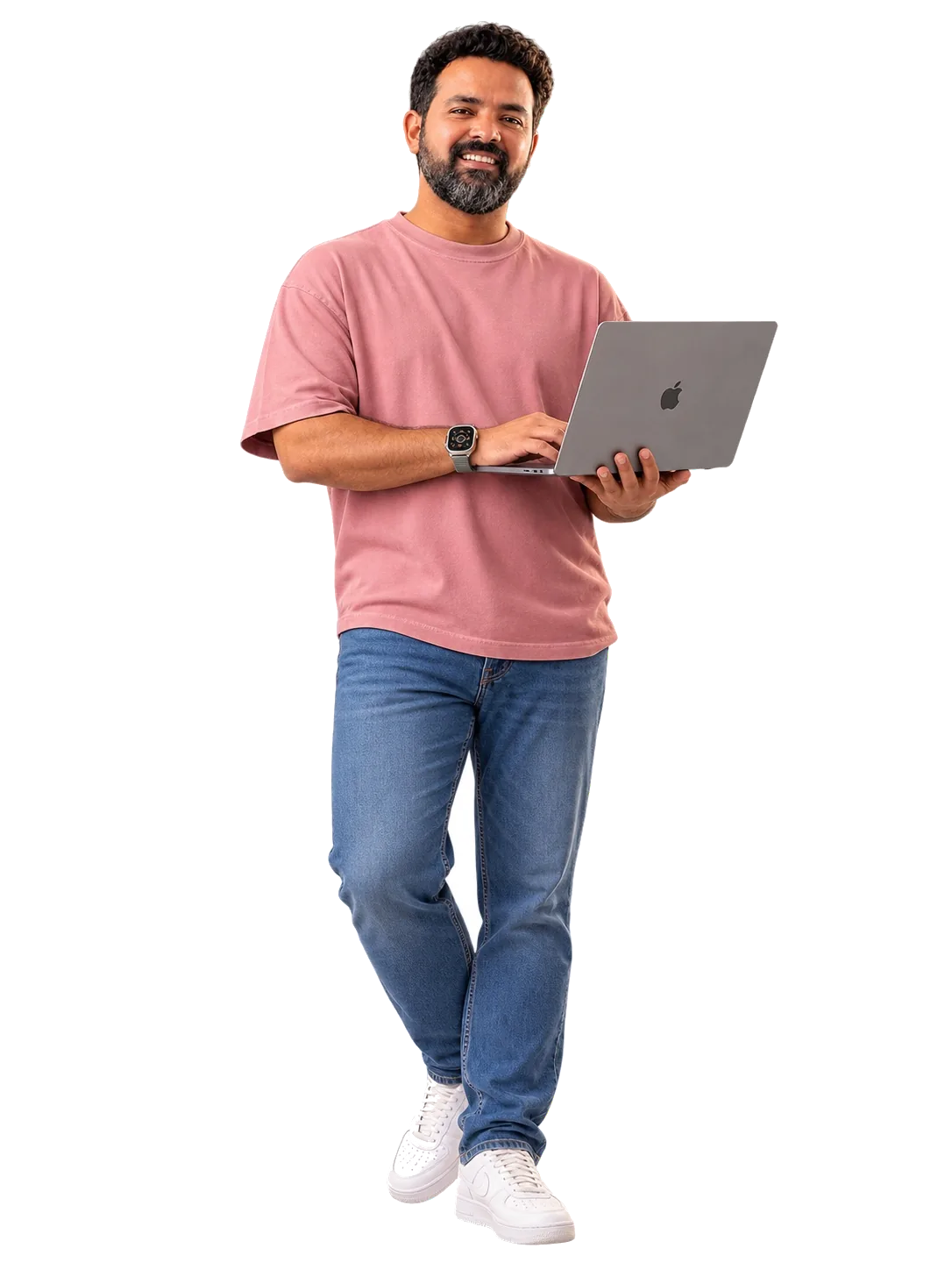 Moustafa ElSayed working with a laptop in build mode